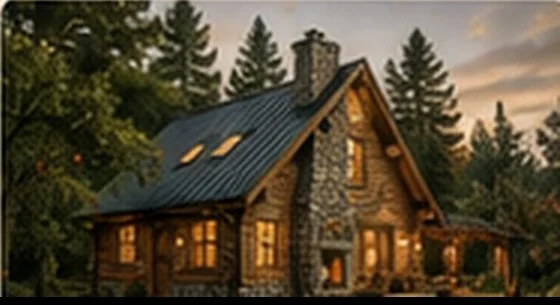 Shanoule five-bedroom cabin rental in a wooded Beaver Island setting